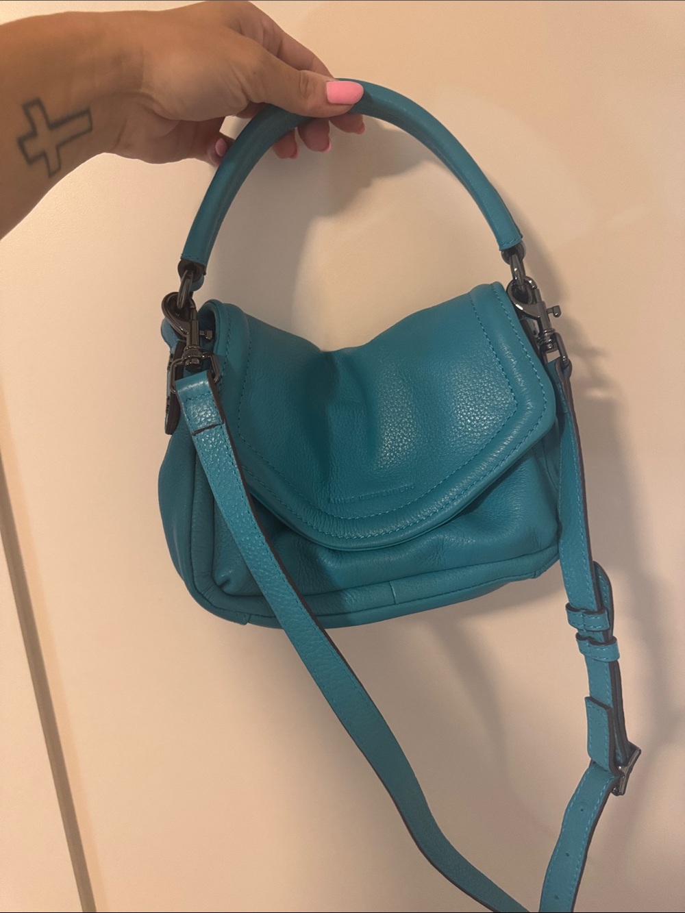 Aimee Kestenberg Teal Pebbled Leather Crossbody